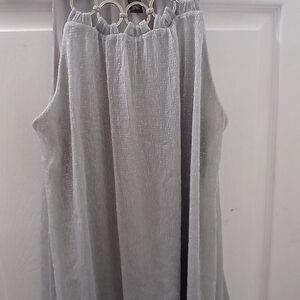 Alfani Metallic Silver Top with Ring Accents